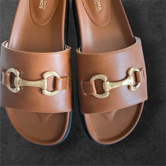 Sonoma Goods For Life® Tyrinn One Band Cognac Women's Sandals SZ/8 - Picture 6 of 9